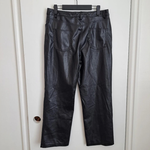 Her Entire Name Says Grace Women Black Bi-Leather Faux & Suede Pants Size Large - Picture 3 of 8